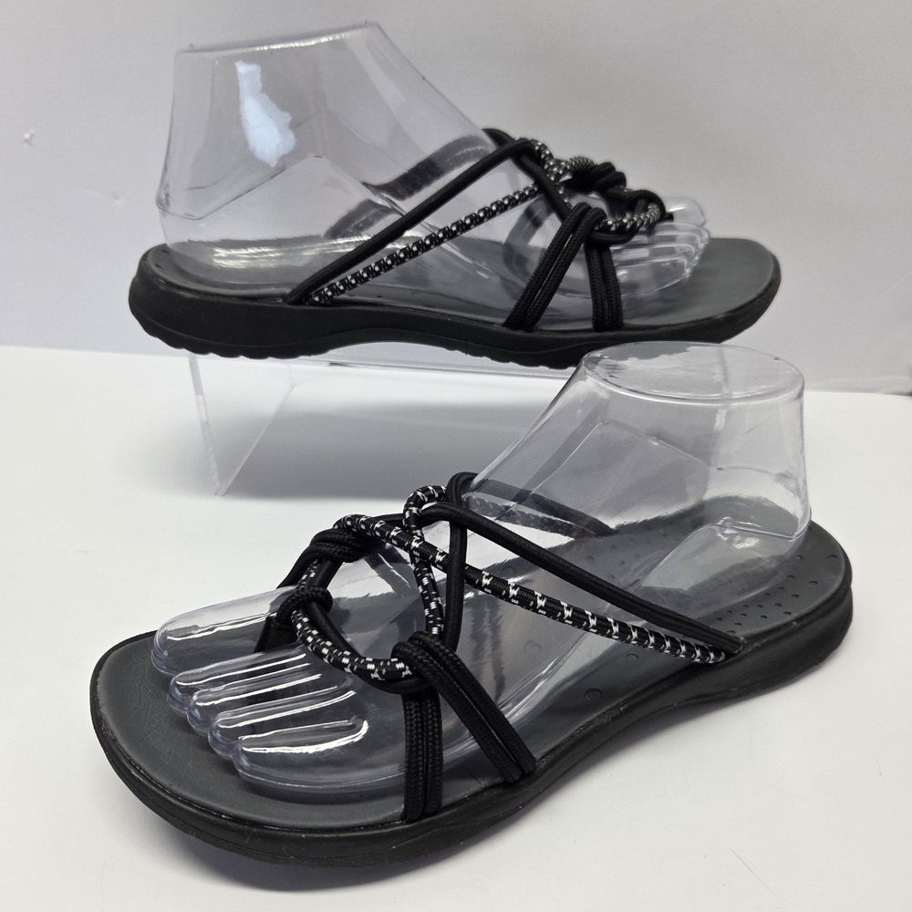 Merrell Terran Lattice II Sandals 8 Black Rope Strappy Comfort Outdoor Hiking